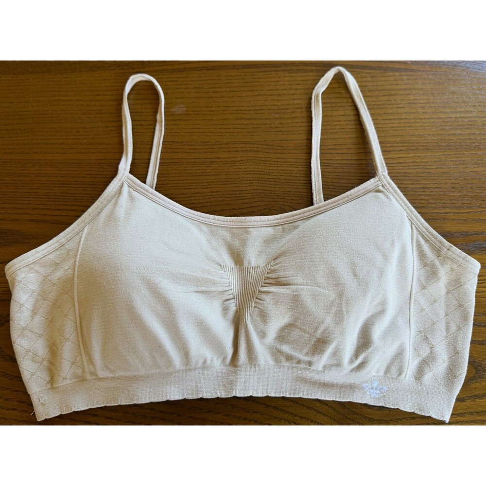 Lily of France Women’s Beige Sports Bra 2XL Wireless Pullover Medium